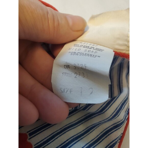Vtg 1960s Coco Of California Blue White Striped Apple Print Button Dress Sz 12 - Picture 11 of 11